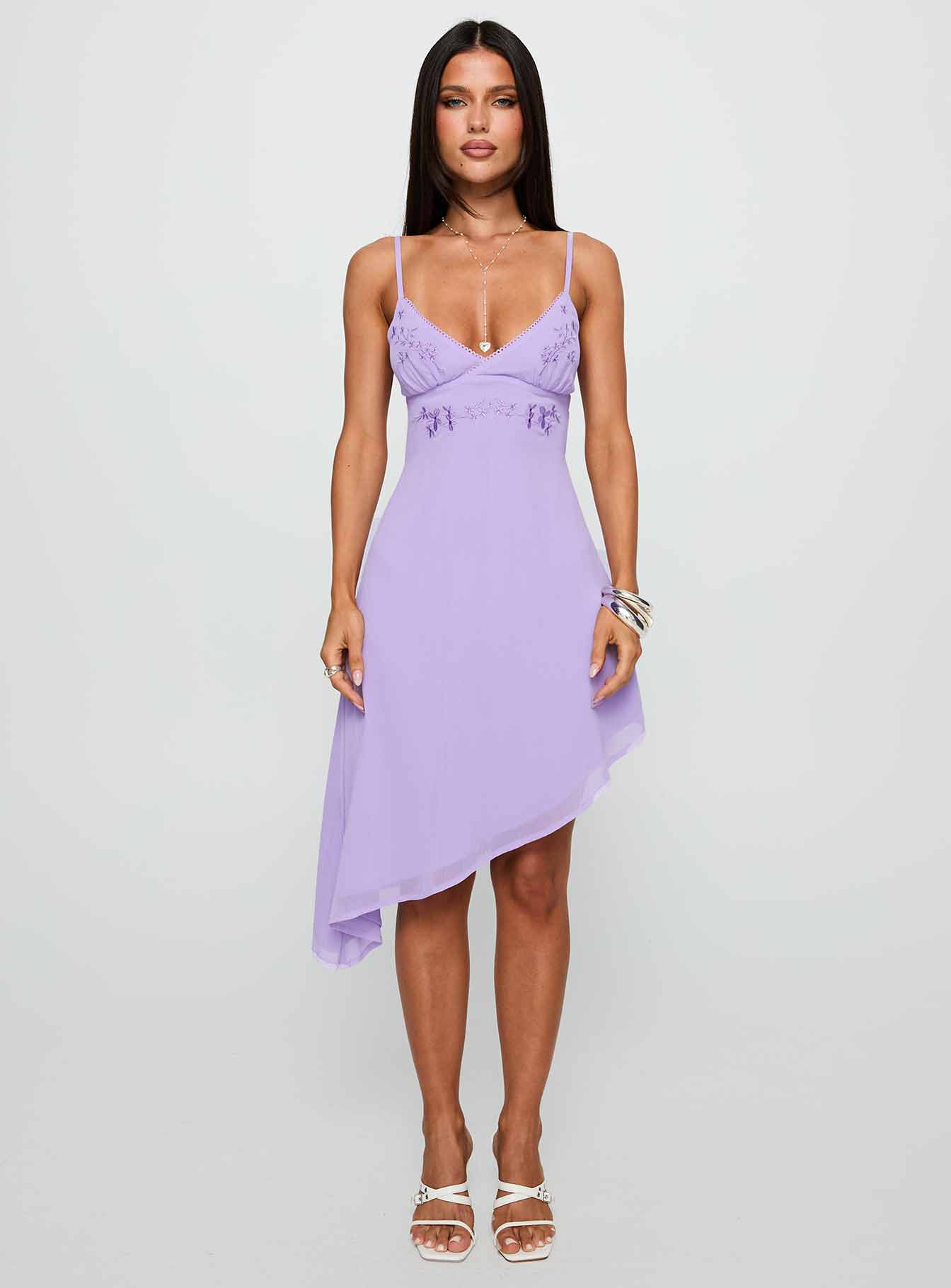Secret Gardens Asymmetrical Midi Dress Purple | Princess Polly Secret Gardens Asymmetrical Midi Dress Purple | Princess Polly