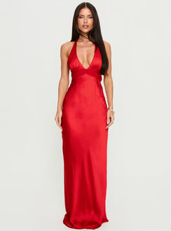 Odyssa Halter Maxi Dress Red