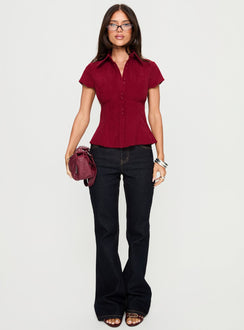 Cottesloe Cord Blouse Top Wine