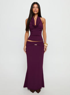   front view of model wearing Princess Polly Vanecia Maxi Skirt Purple Maxi Skirts 