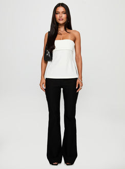 front view of model wearing Princess Polly Express Yourself Zip Side Top White Sleeveless straight 