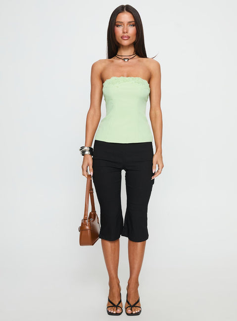 Ettore Lace Trim Strapless Top Sage