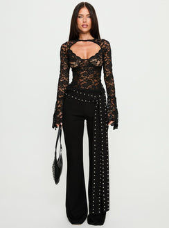 Karmel Lace Long Sleeve Top Black