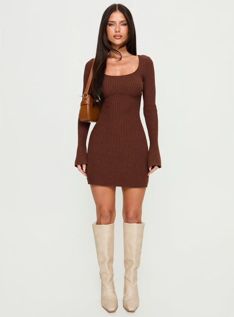 Brownhall Long Sleeve Mini Dress Mocha