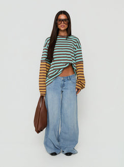 Jorgiah Layered Long Sleeve Top Multi Stripe