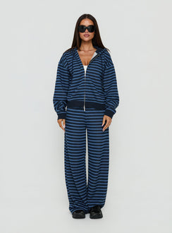 Delaeni Zip Through Hoodie Blue Stripe