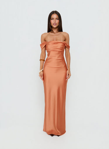 strapless open back dress Anais Orange Faux-flower Mini Dress M / Orange