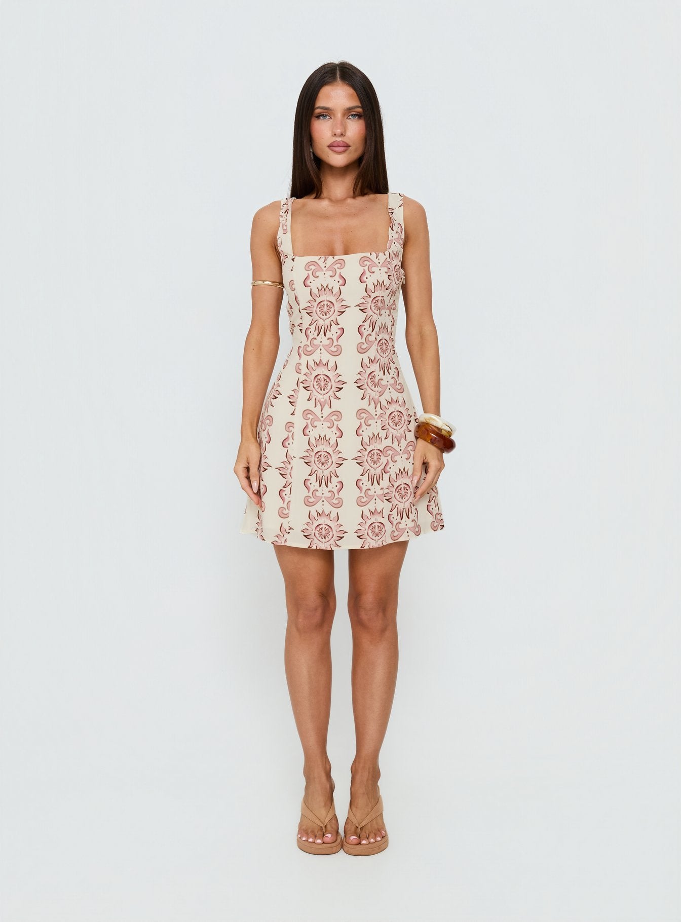 Maris Mini Dress Cream / Pink | Princess Polly