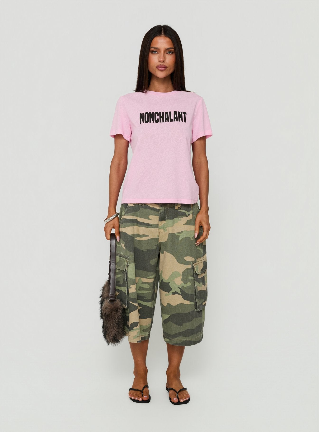 Nonchalant Girl Graphic Relaxed Tee Pink