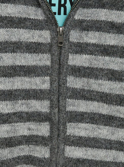Aubry Oversized True Knit Hoodie Grey Stripe