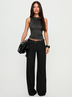 Deonne Straight Leg Buckle Pants Black