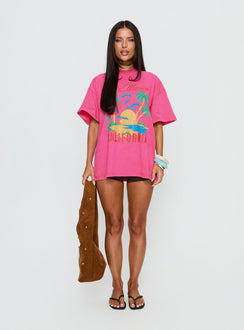 Santa Monica Beach Oversized Graphic Tee Washed Pink