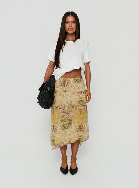 Daphene Asymmetrical Midi Skirt Multi