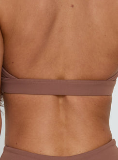 In Motion Active Plunge Halter Crop Top Clay