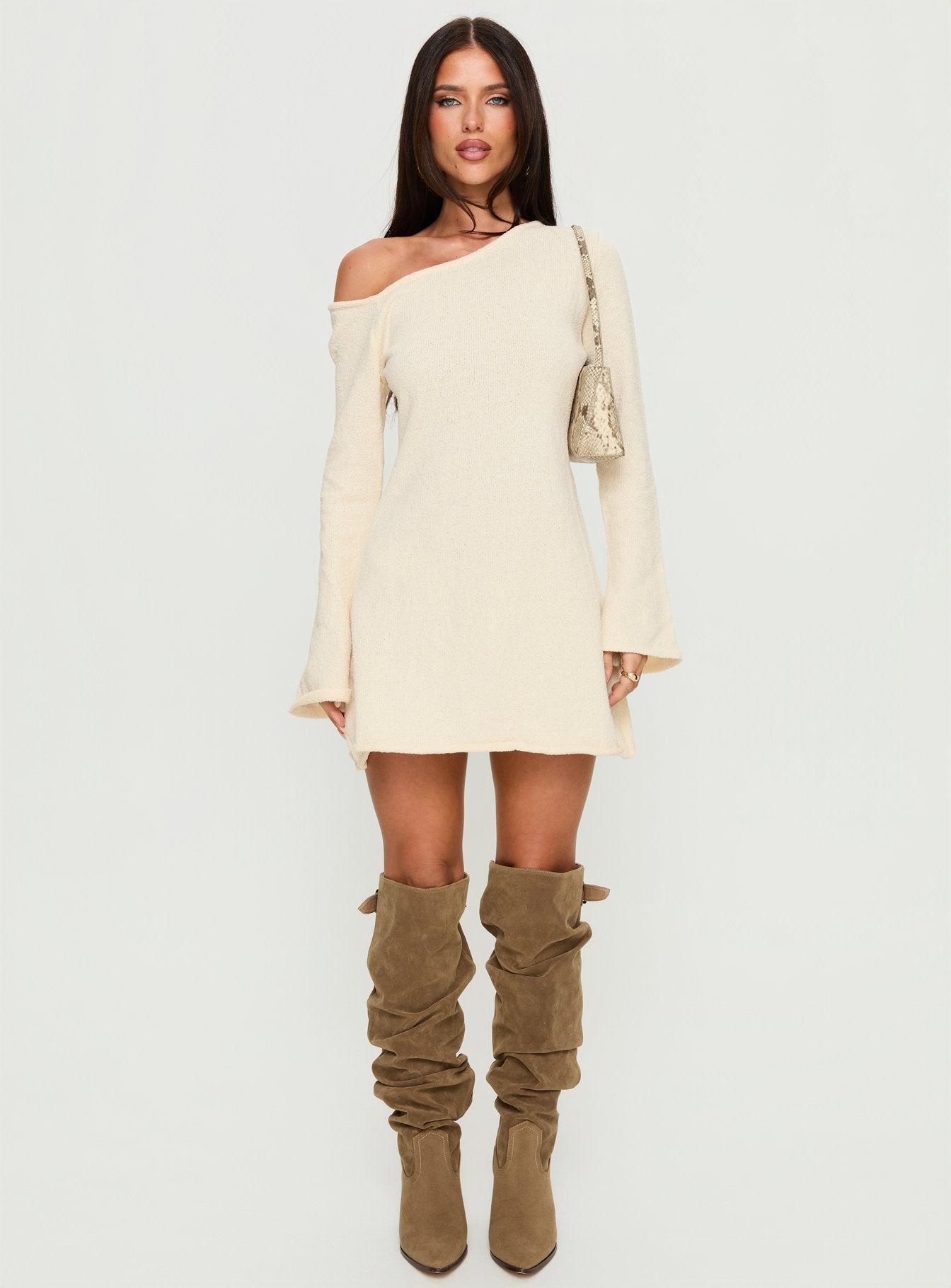 Jaede Off Shoulder Knit Mini Dress M | L | Cream | Womens | Princess Polly Jaede Off Shoulder Knit Mini Dress M | L | Cream | Womens | Princess Polly