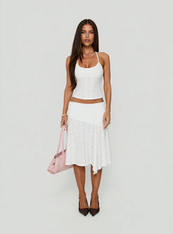 Opalie Asymmetrical Midi Skirt White Broderie