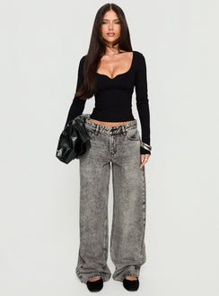 Evangelene Long Sleeve Top Black