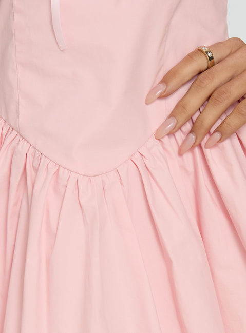 Melaina Bubble Hem Mini Dress Pink