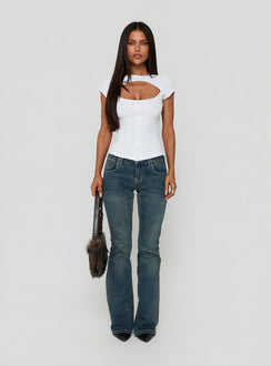 Jaidyn Keyhole Ribbed Top White