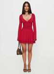 Canino Long Sleeve Mini Dress Red