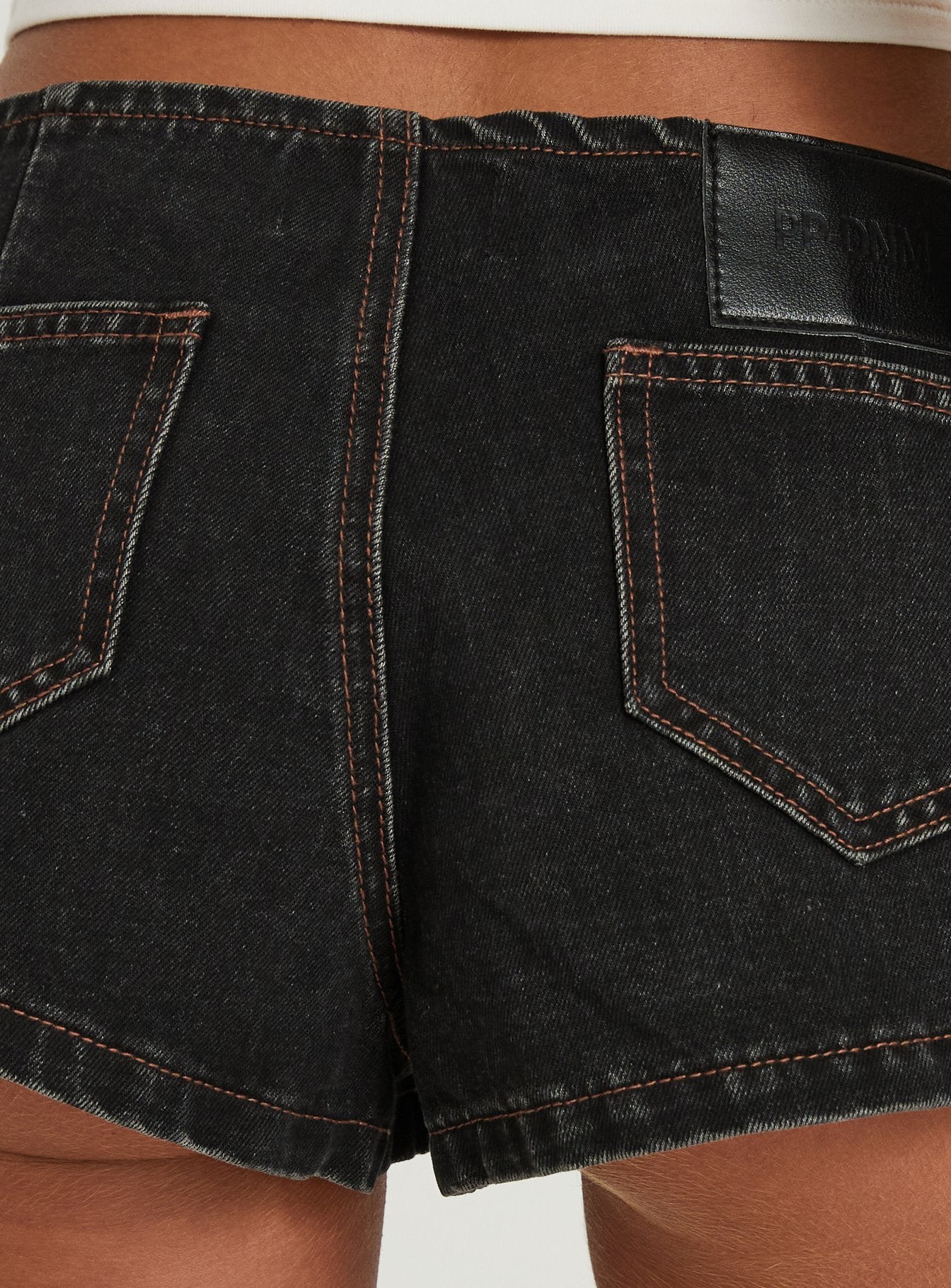 Foscara No Waist Micro Denim Shorts Washed Black