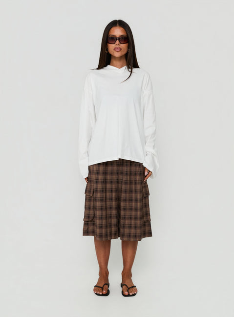 Settle Down Long Sleeve V Neck Top White
