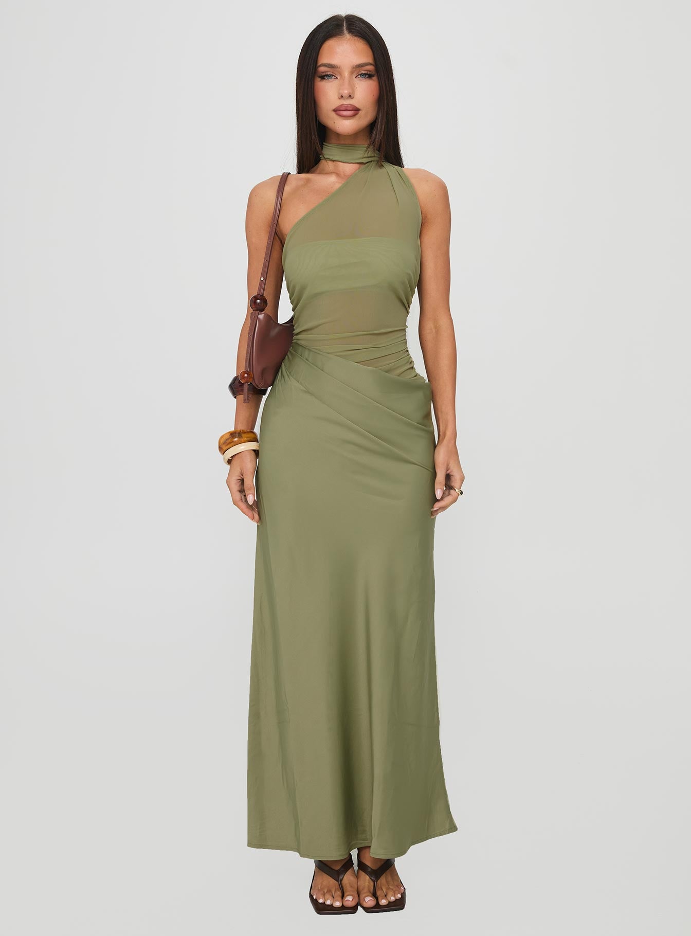 Indiara Halter Mesh Maxi Dress Green | Princess Polly Indiara Halter Mesh Maxi Dress Green | Princess Polly