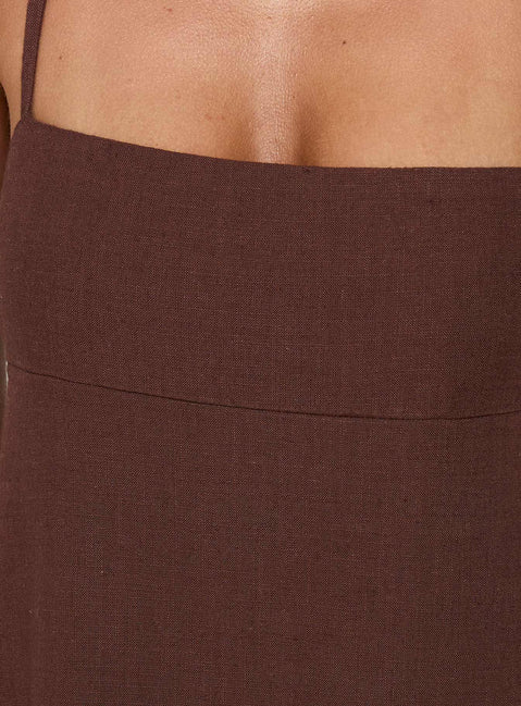 Solie Tie Back Maxi Dress Chocolate