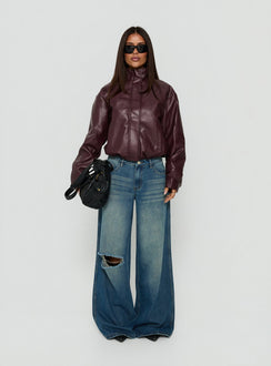 Ramos Low Rise Wide Leg Distressed Jeans Dark Indigo