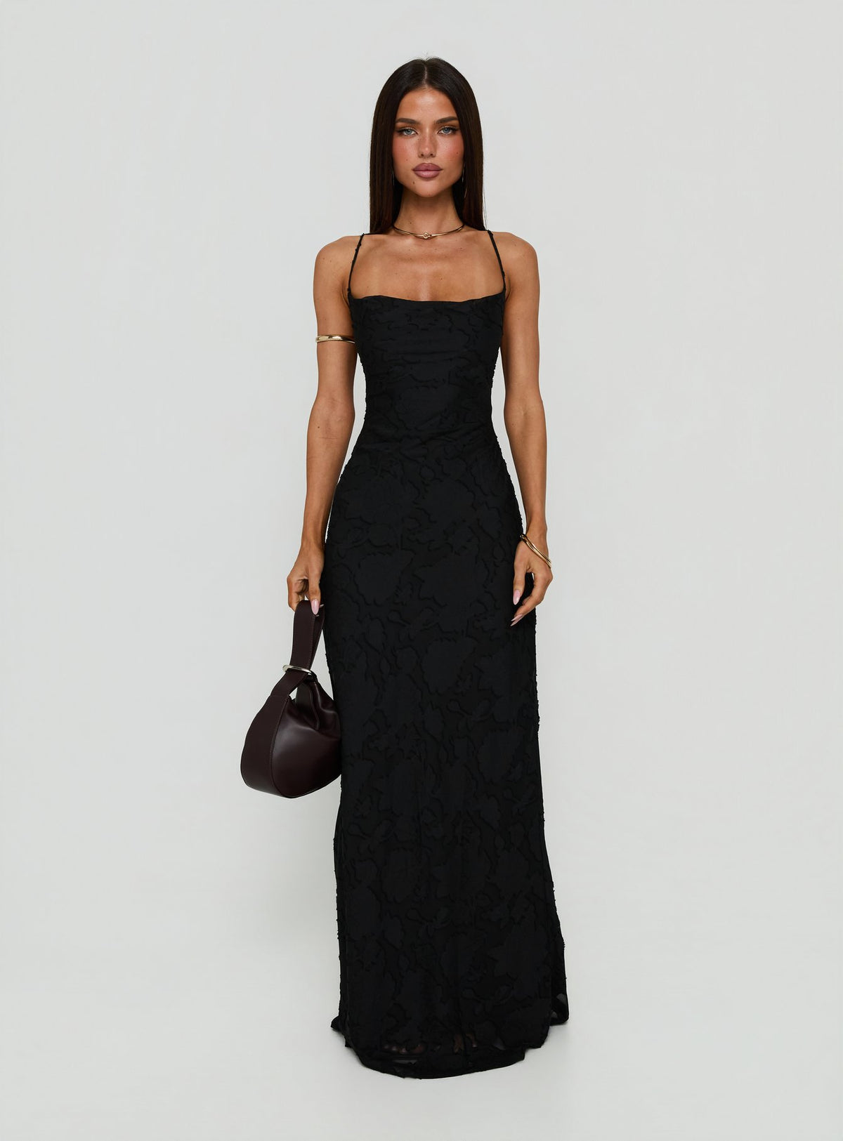 Celena Maxi Dress Black Burnout
