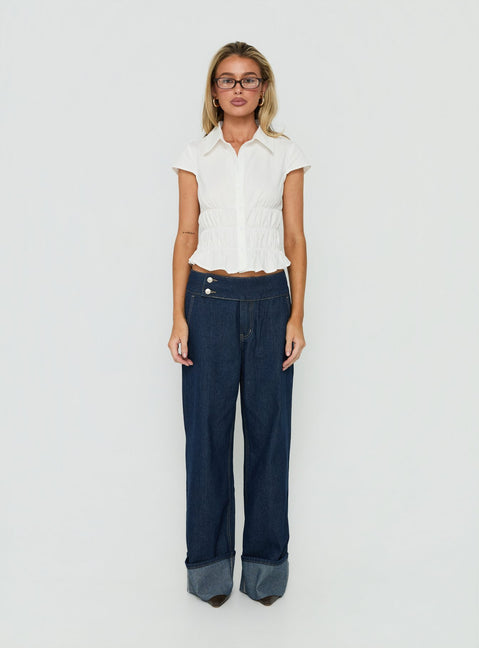 Oryn Gathered Waisted Top White
