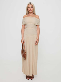 moon river oatmeal off the shoulder maxi dress Black and Ivory Off Shoulder Maxi Dress