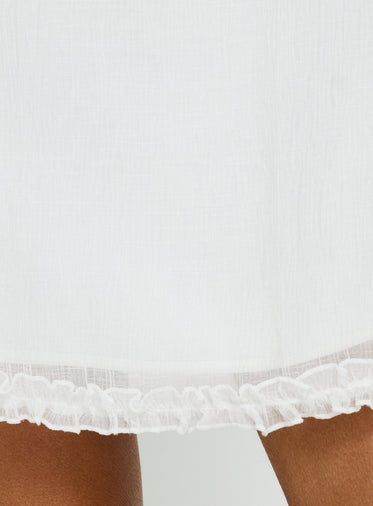 open lace back dress Roseprick Puff Sleeve Babydoll Dress White