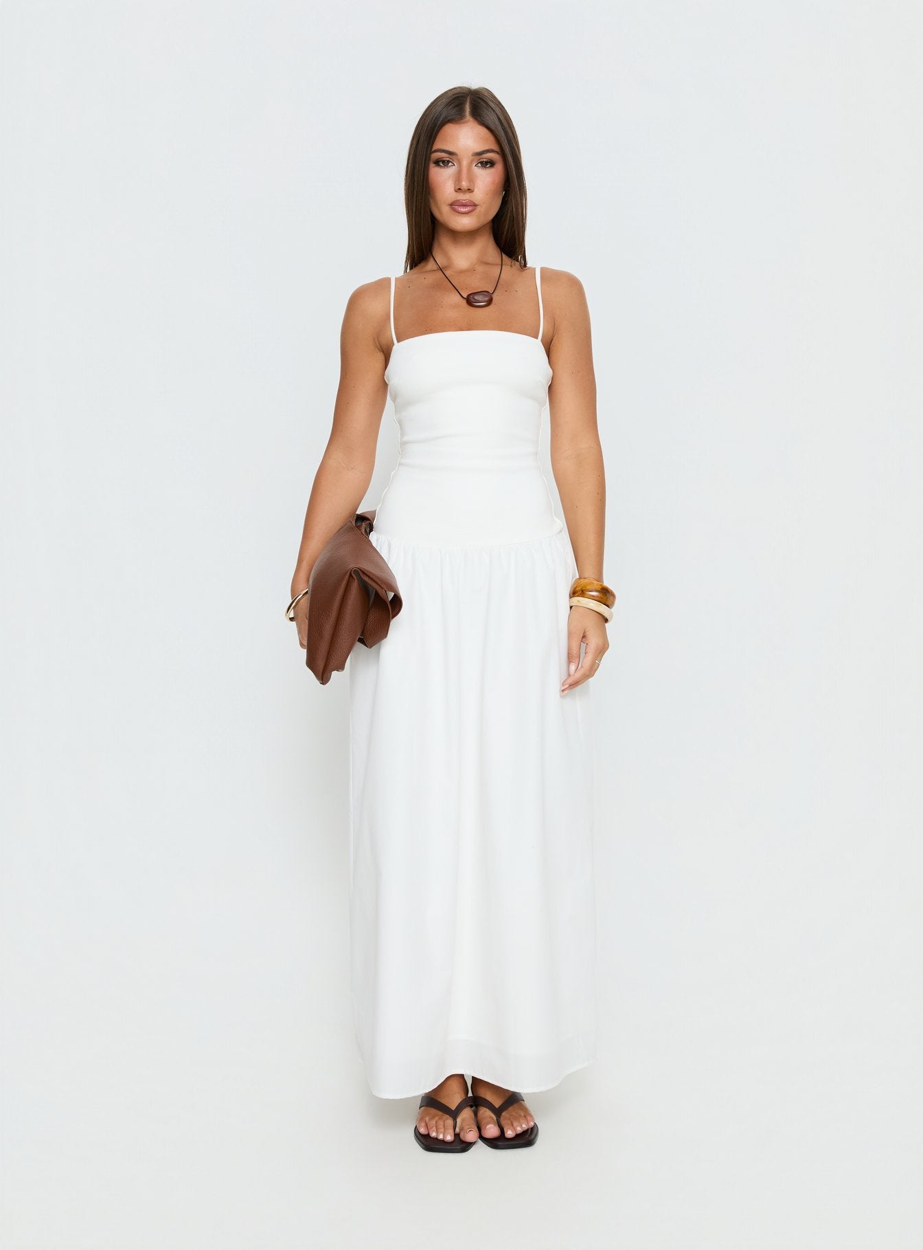 strapless maxi dress white Erroll Drop Waist Knit Maxi Strapless Dress | White | Womens
