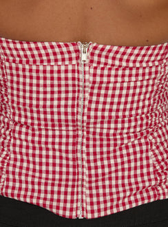 West Coast Love Halter Top Red Gingham