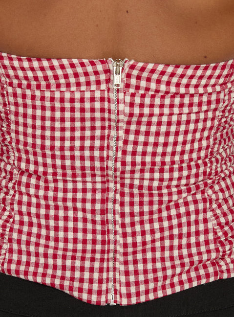 West Coast Love Halter Top Red Gingham