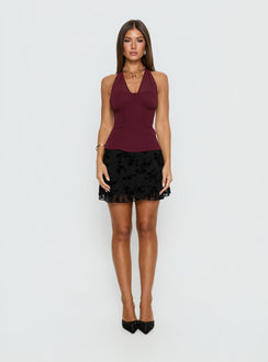   front view of model wearing Princess Polly Sonsie Mini Skirt Black Mini Skirts 