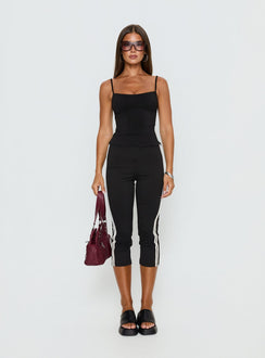 front view of model wearing Princess Polly Jobey Capri Pants Black High Rise Pants 