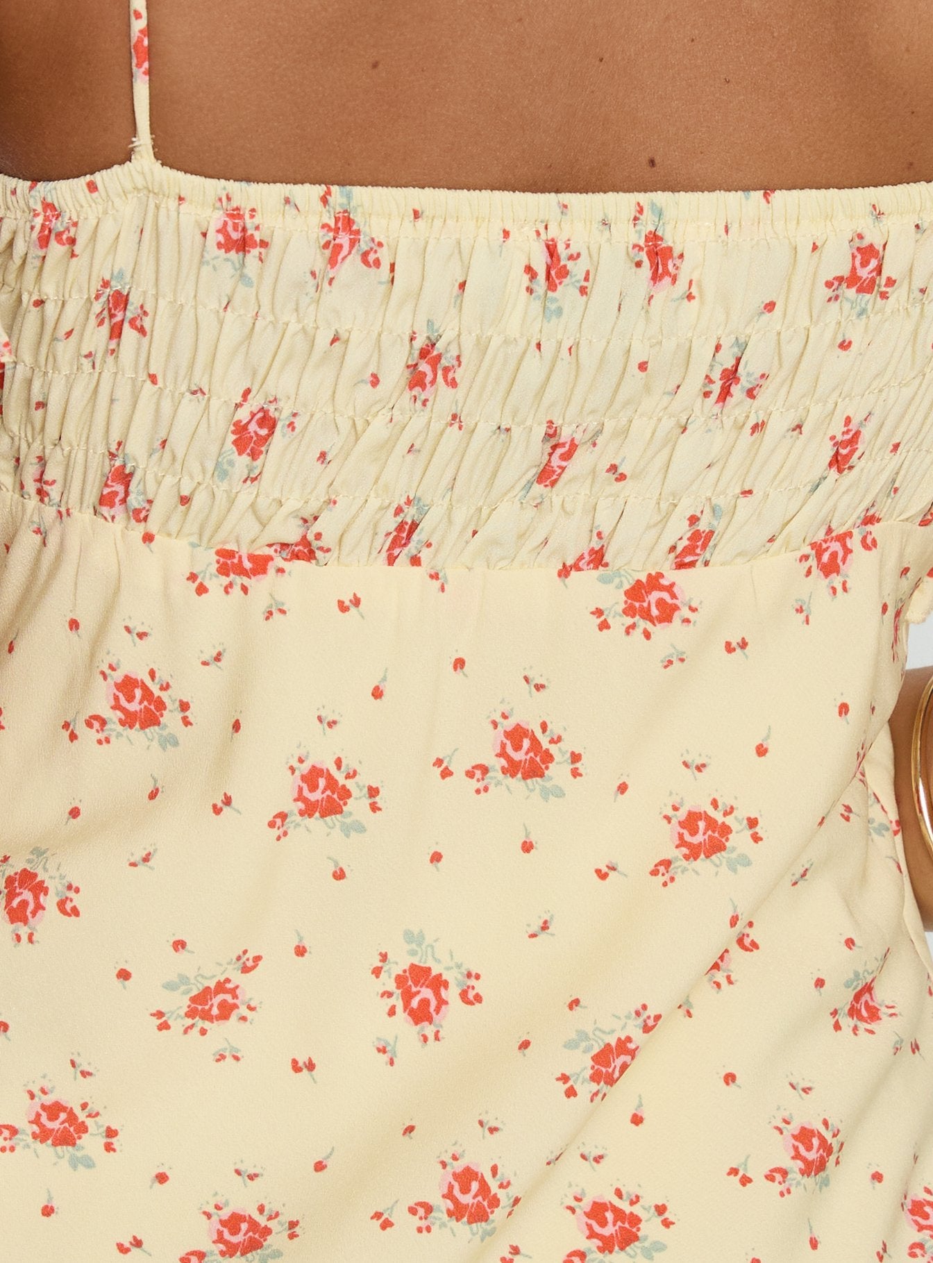 Morcar Frill V Neck Maxi Dress Yellow Floral