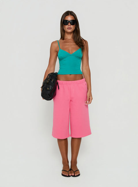 Tynen Baggy Longline Sweatshorts Pink