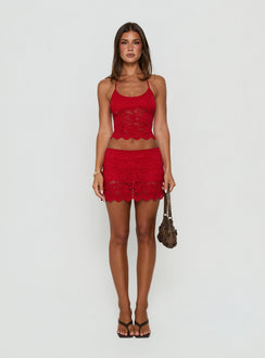 Gianna Lace Skort Red
