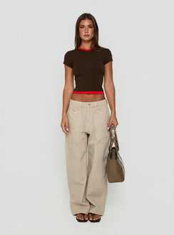 Mistree Mid Rise Baggy Cargo Jeans Taupe