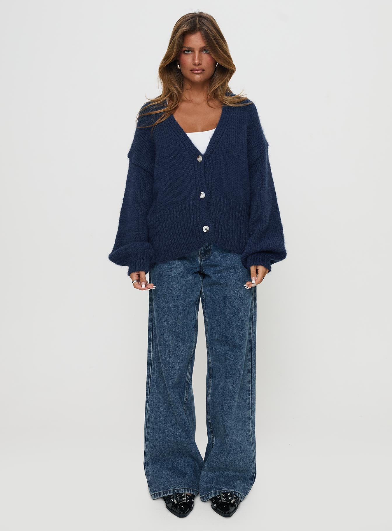 Yasmyn Knit Cardigan Royal Blue | Princess Polly