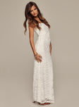 White Strapless lace maxi dress