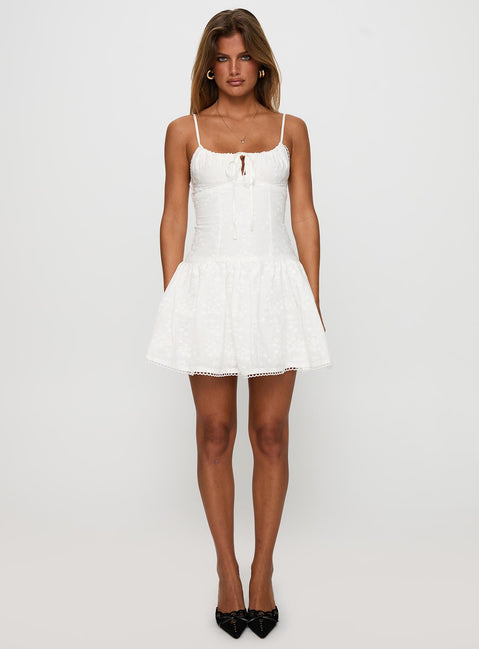 Peonies Embroidered Mini Dress White | Princess Polly Peonies Embroidered Mini Dress White | Princess Polly