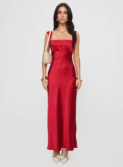 radioactive bias cut maxi dress red Red Satin Slip Dress