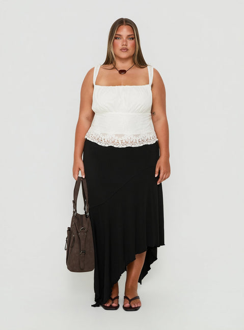 Futura Asymmetrical Midi Skirt Black Curve