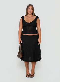 Quani Lace Midi Skirt Black Curve