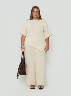 Calisse Knit Wide Leg Pants Beige Curve