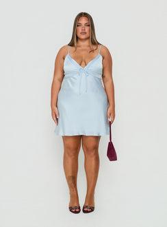 Iseabal V Neck Mini Dress Ice Blue Curve